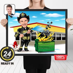 Brave Protector:Firefighter Gifts for Him Men Picture, Thank You Firefighter, Fireman Dad, Firefighter Fireman Gift,Firefighter Appreciation