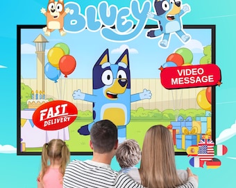 Bericht met stem van Bluey - gepersonaliseerde Bluey Party-aflevering aangepaste verjaardagsvideo