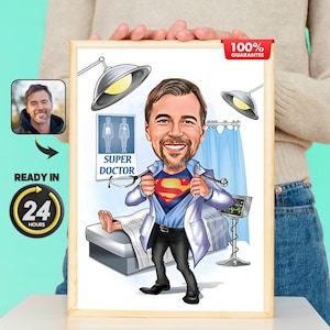 Doctor Caricature Portrait - The Perfect Gift for Family Doctors, Internists, and Surgeons, Portraits for Doctor's Day Gift