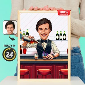 Ein Prost auf Sie: Trendiges Barkeeper-Geschenk für den ultimativen Barkeeper, lustige Cartoon-Ideen für coole Barkeeper, Barman-Digital-Geschenk, Barkeeper-Geschenk
