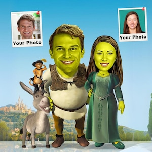 Personalized SHREK Caricature, Hero Couple, Shrek Birthday, Couple Portrait, Cartoon Portrait, Funny Couple Gifts, Fiona , Digital Gift