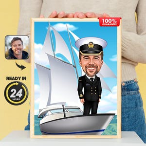 Ahoy Matey! Custom Ship Captain Caricature, Printable Ship Captain Art, Sea Captain Gift, Cruise Ship Captain Gift, Gift for Him,Digital Art