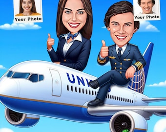 Personalised Pilot Gift, Flight Attendant Print, Cabin Crew Gift, Pilot Gift Idea, Pilot Birthday Gift, Pilot Retirement Gift, Pilot Couple