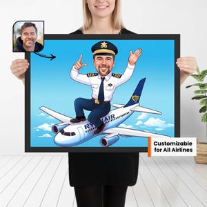 Pilot Caricature Portraits from Photos, Pilot Caricature, Pilot Portrait, Caricature from Photo, Digital Portrait,Pilot Gifts,Aviation Gifts