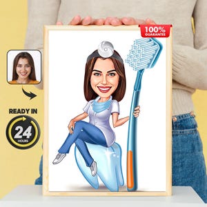 Celebrating Dental Excellence: Dentist Caricature from Your Photo, Dentist Art, Dentist Retirement, Dental Gift, Dental Student Gift
