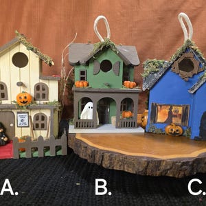 Tema de Halloween para casa de passarinho