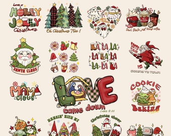 Noël 15 PNG Bundle, Aquarelle Noël Clipart, Noël Sublimation Bundle, Santa PNG, Noël Téléchargement numérique Holiday PNG