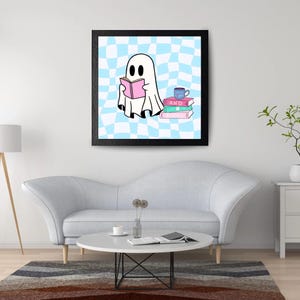 Retro boekenwurm lezende geest | ALLEEN DIGITAAL BESTAND | Groovy Book Lover decoratie poster print kunst