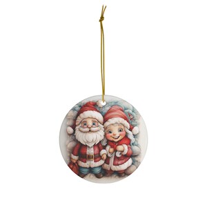 Mr and Mrs Santa Claua Ceramic Ornament, 4 Shapes