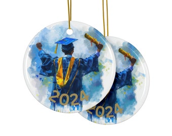 2024 Ornamenti in ceramica per laureati, stampa fronte-retro, (1 pezzo, 3 pezzi, 5 pezzi, 10 pezzi)