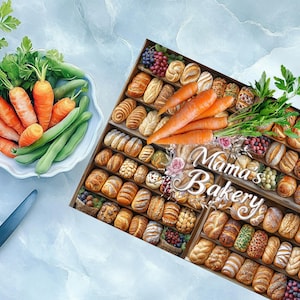 Tabla de cortar de vidrio para exhibición de pan de Mama's Bakery, decoración de cocina de panadería / escritura floral