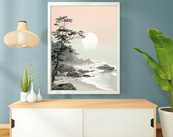 Japandi Wabi-sabi Landscape Textured Watercolor Matte Posters