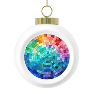 Watercolor Abstract Stained Glass Design Christmas Ball Ornament