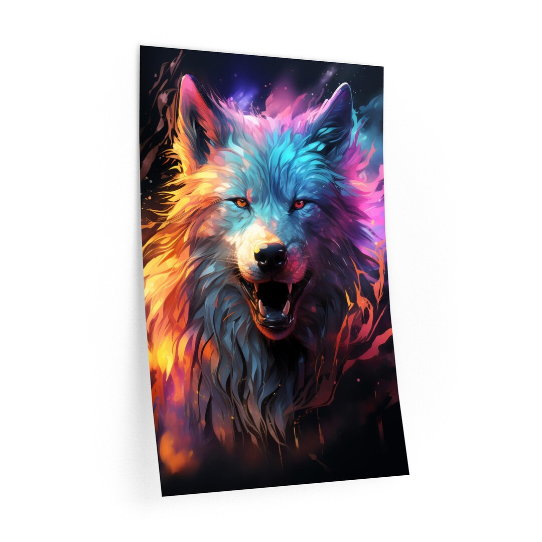 Neon Wolf Wall Decals Etsy