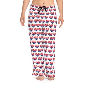 Aquarell Herzen Frauen Pyjama Hose