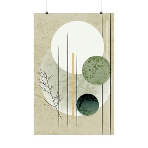 Japandi Wall Art in Sage Green Matte Vertical Posters