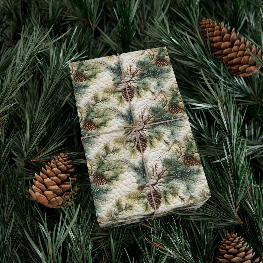 Pine Boughs and Pinecone Gift Wrap Papers Etsy
