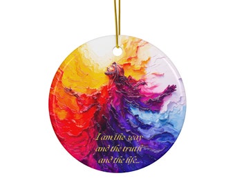 I am the way and the truth and the life... 3D Watercolor Abstract Ceramic Ornaments, 2-Side Print, (1pc, 3pcs, 5pcs, 10pcs)