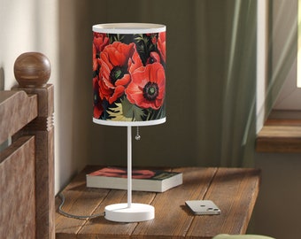 Lampe coquelicots rouge vif sur pied, prise US|CA