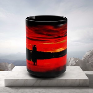 New Mexico Sunset Black Mug, Ceramic Mug, 15oz, Coffee Cup, Tea Mug, Gift for Nature Lover, Southwest Decor
