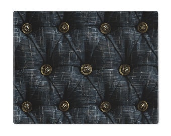 3D Faux Tufted Black Denim Placemat, 1pc