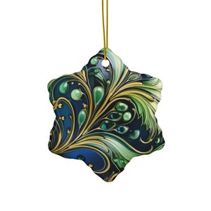 Peacocks Celebrate the Holidays Ceramic Ornaments (1pc, 3pcs, 5pcs, 10pcs)