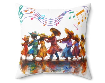 Almohada cuadrada de gamuza sintética con banda de mariachi mini