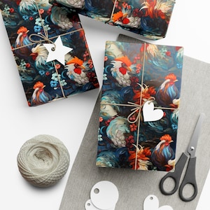 3D Abstract Chicken and Rooster Gift Wrap Papers