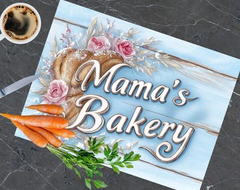 Mama&#39;s Bakery Glass Cutting Board, Kitchen Decor, Floral Kitchen Sign, Tempered Glass Board, Mother&#39;s Day Gift, Housewarming Gift