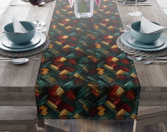 Röd och grön quiltad juldekoration för bordslöpare för vardags- eller högtidsfirande (bomull eller polyester)