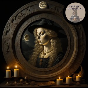 AI-Generated Art Print - Enchanting Portrait of a Young Spellcaster - Magical and Mystical Wall Decor - Vintage-inspired Digital Painting