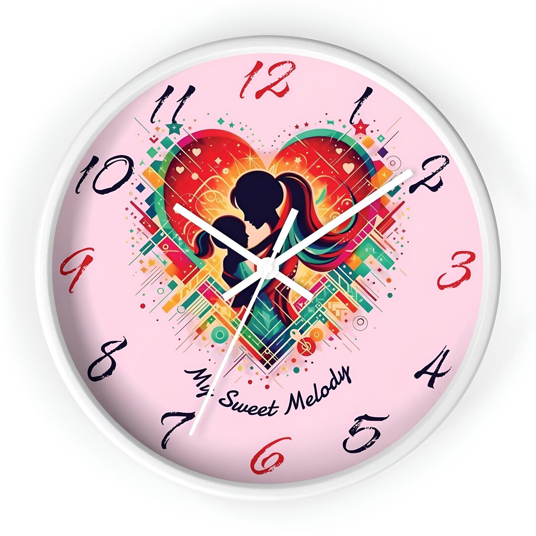 Colorful Geometric Mother Daughter Hug Wall Clock, Mother's Day Gift ...