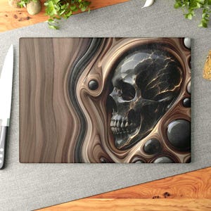 Glass Cutting Board: Gothic Kitchen Accessories, Man Cave Barware, Serving Tray