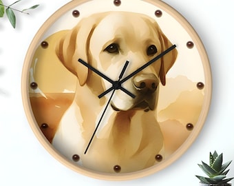Yellow Labrador Dog Wall Clock - Modern Pet Memorial Decor, Unique Animal-Themed Clock, Watercolor Art, Kids Room Decor - Dog Lover Gift