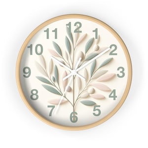 Minimalist Olive Tree Wall Clock | Kitchen Decor with Natural Charm