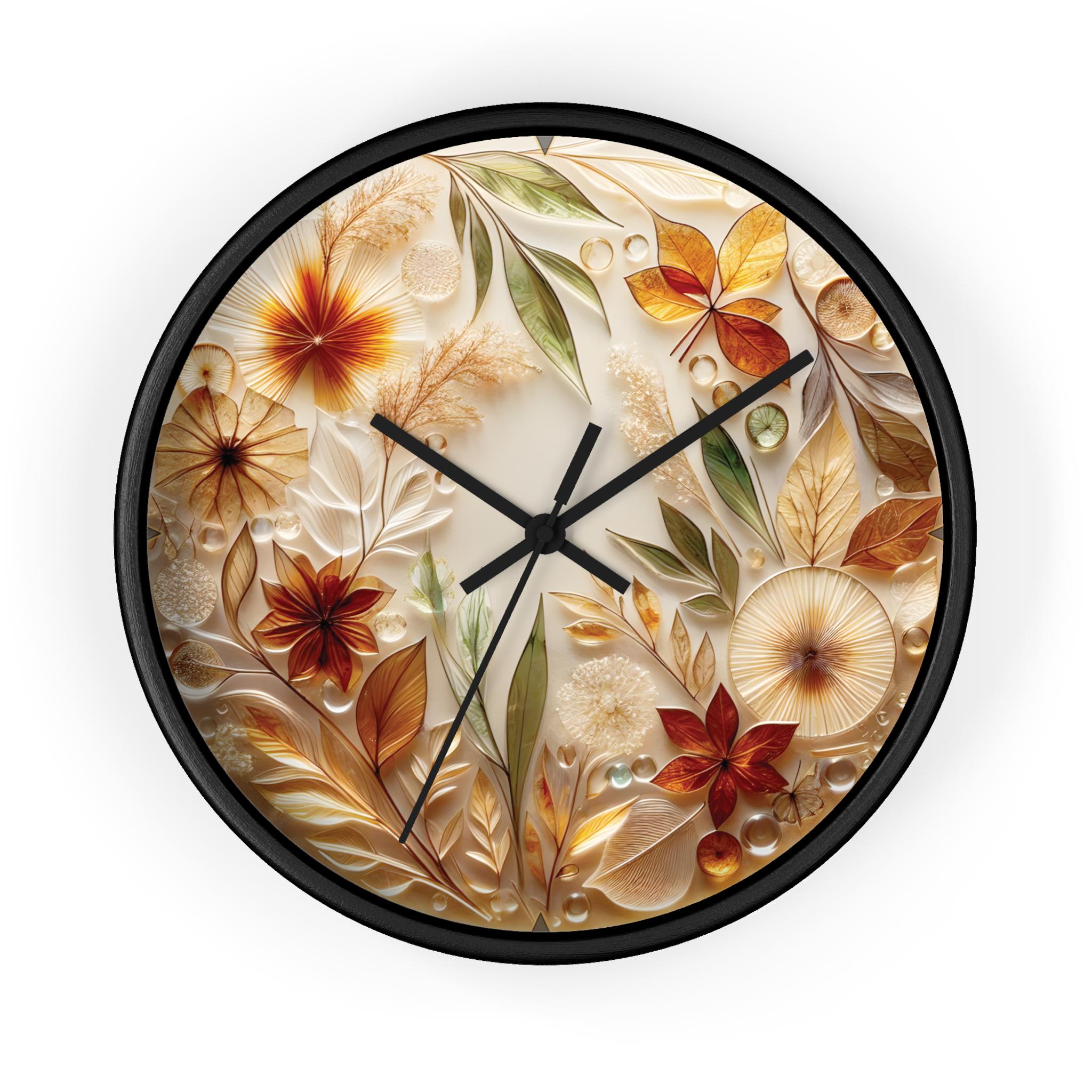 Dried Floral Wall Clock, Botanical Kitchen Decor, Warm Tones Stylish Design, Living Room & Creative Studio Decor, Inspiration for Craft Room