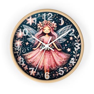 Fairy Wall Clock, Celestial Bloom Sprite, Whimsical Forest, Sparkly Fairy Clock, Chalk Art Design, Nursery Decor, Kids Room Clock, Fantasy