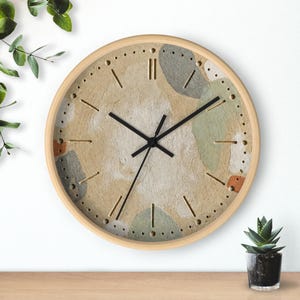 Orologio da parete Japandi: illustrazione con texture di gesso Wabi-Sabi (stampata in piano), silenzioso, 25 cm.