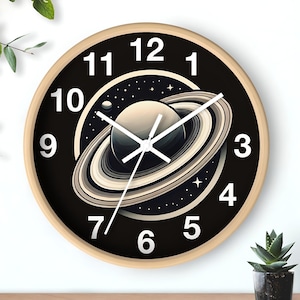 Saturn Wall Clock, Teen Bedroom Clock, Planets Fans Gift, Relaxing Space Decor, Unique Teen Room Clock, Gift for Saturn Lovers, Kids Clock