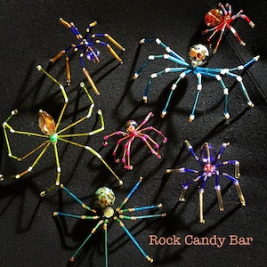 BEADED SPIDERS by Rock Candy Bar Beaded Blingy Spiders Cool Spider Gifts Affordable Halloween Gift Halloween Desk Decor Halloween Gift