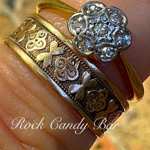 Antique Gold Band Victorian Ring Gold Band Ring Gold Engraved Heart Clover Quatrefoil Wedding Band Ring 10k Rose Gold Antique Wedding Bands