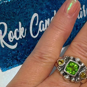 Vintage Peridot Ring Peridot Statement Ring Sterling Silver Multi Gemstone Ring August Birthstone Ring Vintage Sterling Rings