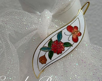 Vintage Floral Enamel Hair Clip Barrette Made in Korea With  display picture 3