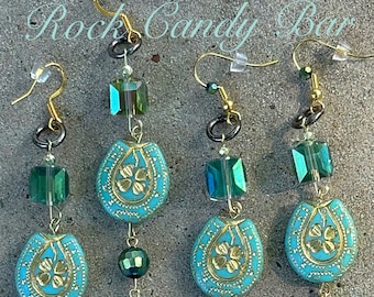 Long Swinging Horse Shoe Earring Lucky Horse Shoe Statement Earring Long Dangle Earring Long Sparkly Earrings Derby Lady Luck Country Mom
