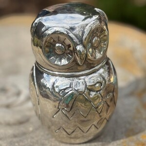 Owl Statue Silver Owl Piggy Bank Owl Italian Silver Decor Owl Home Decor Owl Safe Owl Bank Vintage Silver Cute Silver Owl Home Accent Pieces
