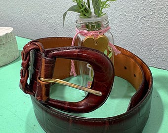 Vintage Brighton Alligator Embossed Leather Belt - Size M (26-30