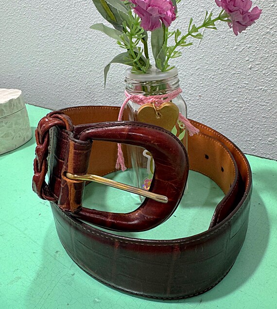 Buy Vintage Brighton Alligator Embossed Leather Belt - Size  display picture 1
