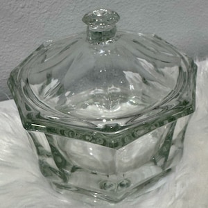 Pretty Vintage Clear Crystal Candy Dish With Cover Octagon Shaped Clear Glass Candy Dish Candle Making Vessel