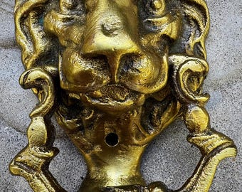 Vintage Brass Door Knocker | Lion Head or Horse & Horseshoe | Front Door Hardware | Equestrian Home Décor