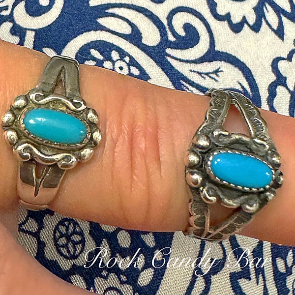 Vintage Navajo Turquoise Rings Vintage Navajo Rings Vintage Native American Turquoise Sterling Silver Rings Vintage Turquoise Pinky Rings